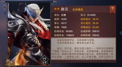 血染征袍赵云武将性能全解析及最佳阵容搭配策略分析